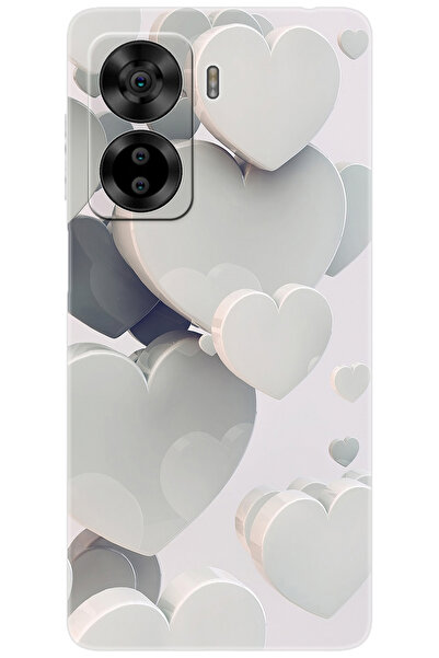 CASPER Via X40 / Via X45 Uyumlu Kılıf Desen Baskılı Silikon Beyaz Kalpler STK...