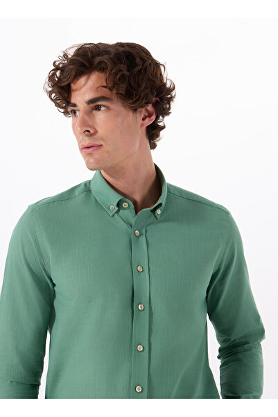 ALTINYILDIZ CLASSICS Altınyıldız Classics Slim Fit Düğmeli Yaka Haki Erkek Gö...