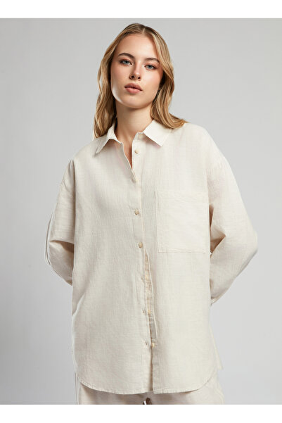 Lee Cooper Beige Women's Classic Collar Comfortable Fit Shirt 252 Lcf 241002 Nataly Beige