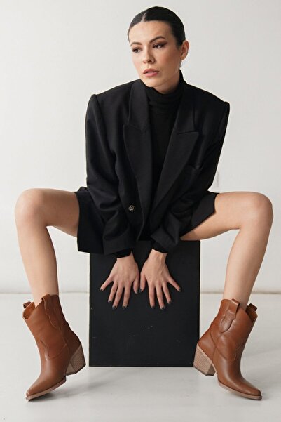 Mubiano Collection Cizme de cowboy cu toc scurt pentru femei Mubiano Genuine Leather Collection, maro - MCALM4705 - TB