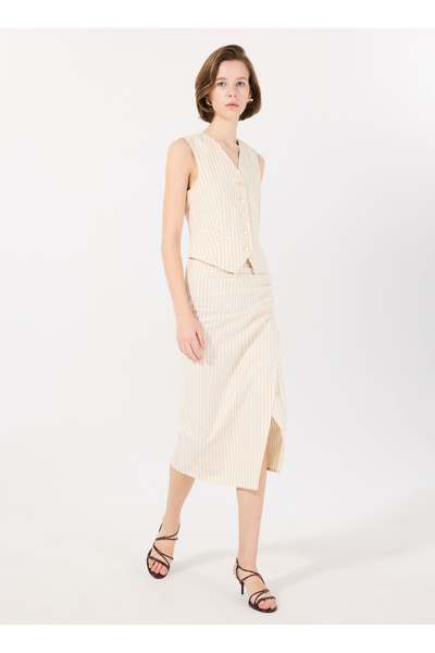 Sisley Ecru Women's Slim Fit Skirt 45Icl002P