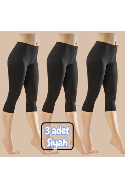 KOTA 3-Piece Black Below the Knee Lycra Capri Women's Leggings