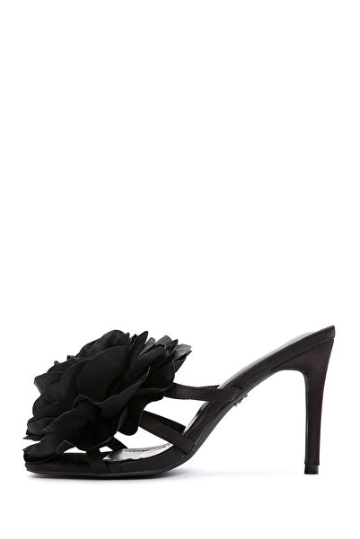 Derimod Black Thin Heeled Women's Slippers - 24SFE with Accessory Detail451414