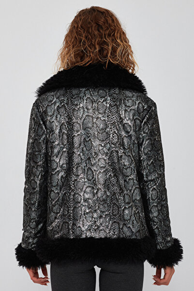Derimod Jet Set Kadın Siyah Çift Taraflı Peluş Ceket 23wgd50944s