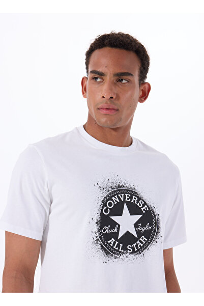 Converse 10027998.102 ALL STAR STENCIL T-SHI Beyaz Yuvarlak Yaka Regular Fit Baskılı Erkek T-Shirt