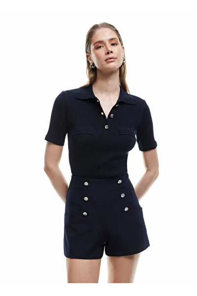 Koton X Sima Tarkan - Плетен пуловер с къс ръкав и поло яка с копчета 5SAK90122HT