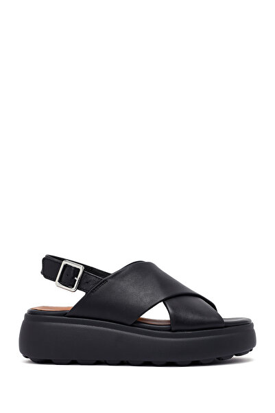 Geox Women's Black Spherica Ec4 Ankle Strap Thick Sole Leather Sandals D45D4A...