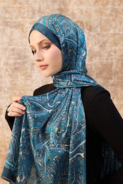 İpekhan Μπλε ινδικό σάλι βουάλ - 5003-09