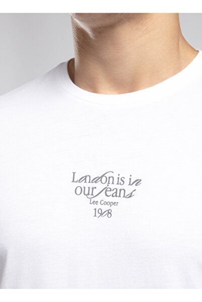 Lee Cooper Ανδρικό μπλουζάκι με στρογγυλή λαιμόκοψη λευκό 252 LCM 242021 PAOLA BEYAZ