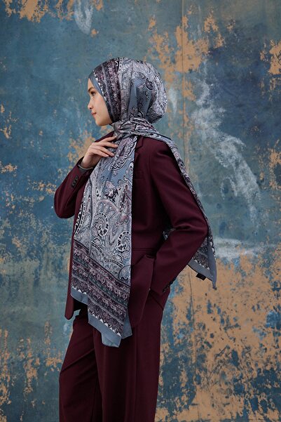 İpekhan Γκρι ινδικό σάλι βουάλ - 5007-11