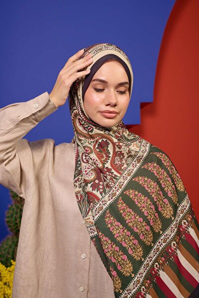 İpekhan Marrakech Collection Soft Shawl Forest Green Black 3049-07