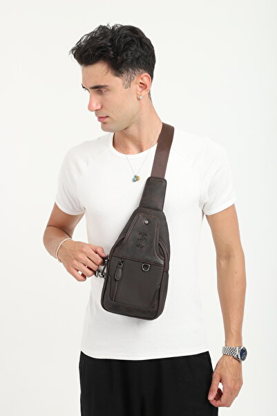 en deri Ανδρική τσάντα ώμου καφέ καμβάς Ανδρική τσάντα χιαστί