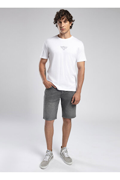 Lee Cooper Tricou alb pentru bărbați cu gât rotund 252 LCM 242021 PAOLA WHITE