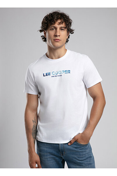 Lee Cooper Біла чоловіча футболка з круглим коміром 252 Lcm 242039 Ember White