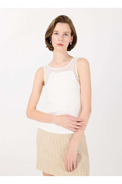 Sisley guler rotund Atlet pentru femei alb catifelat 3Y61LH00Z