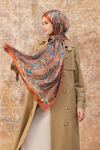 İpekhan Πορτοκαλί ινδικό σάλι βουάλ - 5003-04