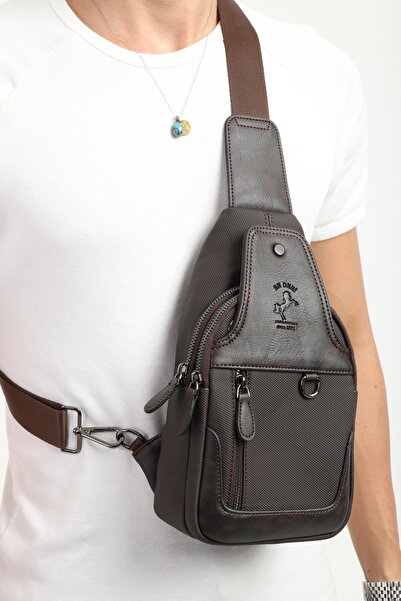 en deri Ανδρική τσάντα ώμου καφέ καμβάς Ανδρική τσάντα χιαστί