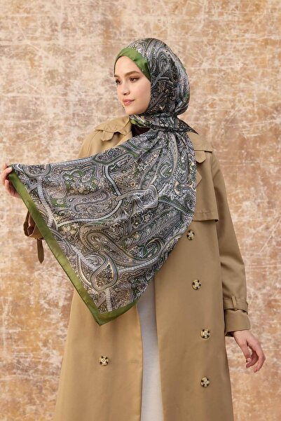 İpekhan Πράσινο ινδικό σάλι βουάλ - 5003-03