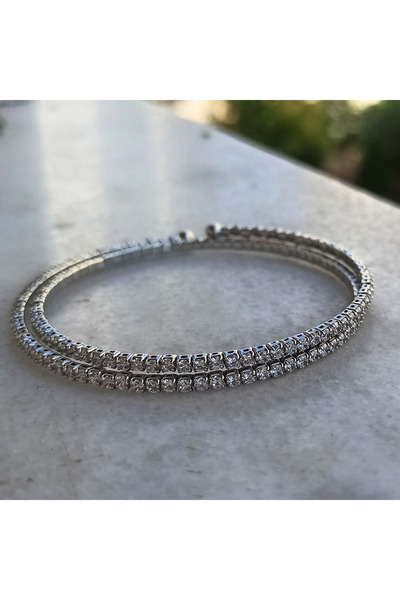 TAKVANOV 2 Rows Waterway Adjustable Bracelet – 316L Steel Silver Color Women'...