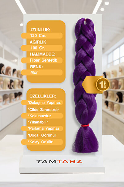 TAM TARZ Afrika Örgüsü Rasta Ve Box Braid için Fiber Sentetik Saç (Renk Kodu Purple) Mor