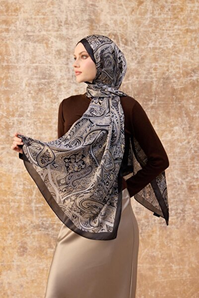 İpekhan Black Ecru Indian Voile Shawl - 5003-14