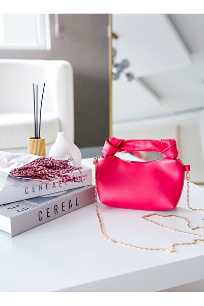 LİZZY BAG Fuşya Soft Deri Düğüm Detaylı Zincir Askılı El Ve Omuz Çantası U:14...
