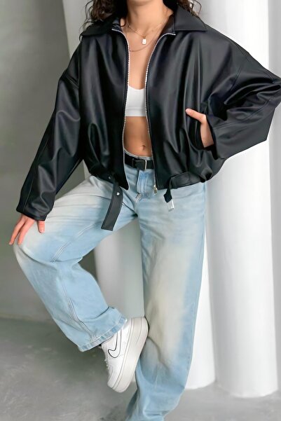 Jaglion Luvren PB Oversize Bomber Шкіряна куртка з поясом