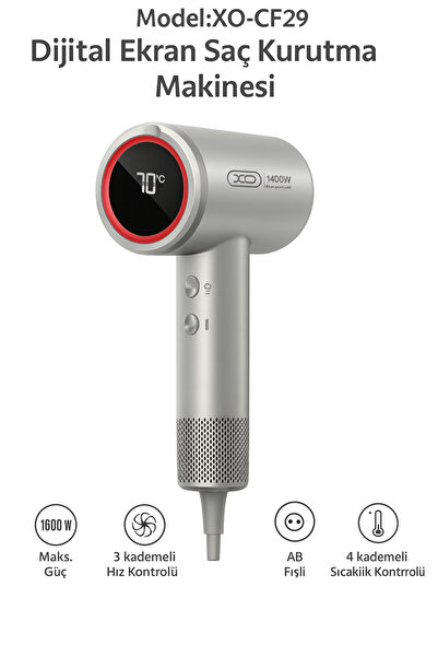 qasul Cf27 Digital Display Hair Dryer – 1600W, 3-Level Speed & 4-Level Temper...