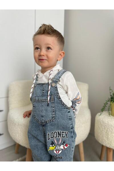 Mişsa Bebe Children's Jeans Trend Salopet Loose Fit Denim 3-6 Years 2 Pieces