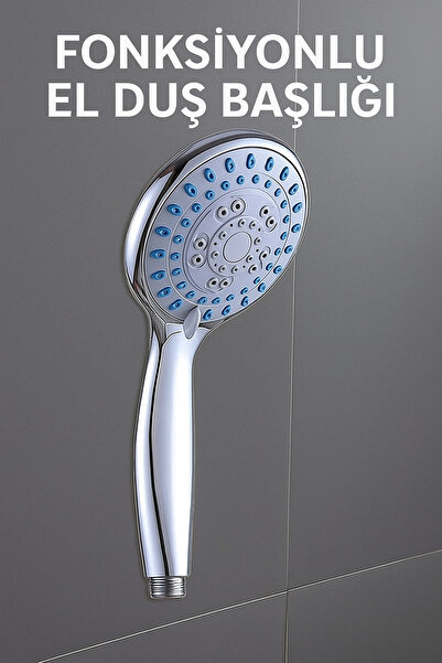 SUVİA Banyo Bataryası Krom Mix Duş Seti 5 Fonksiyonlu Başlık Hortum Mafsal Modern Batarya
