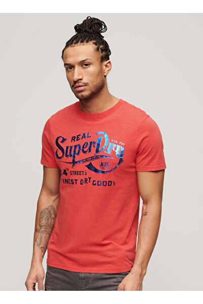 SUPERDRY Bisiklet Yaka Baskılı Kırmızı Erkek T-Shirt M1011901A7CI_METALLIC WORKWEAR GRAP