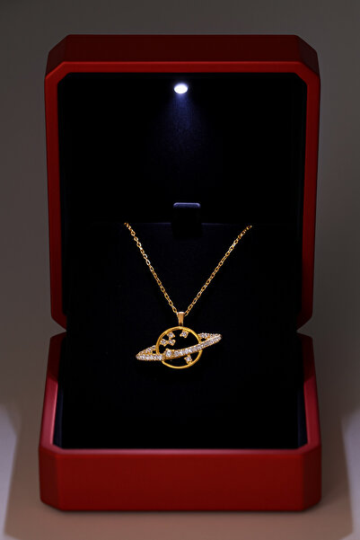 KAR DİAMOND 14 Ayar Altın Zincirli Zirkon Taşlı Galaksi Gezegen Kolye - Serti...