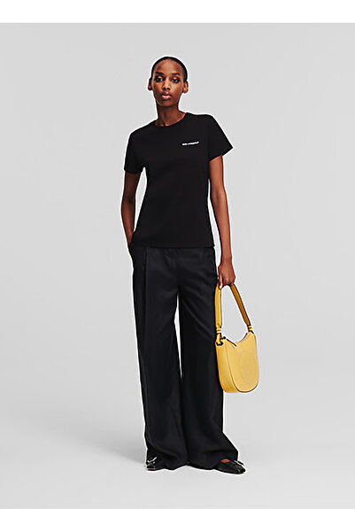 Karl Lagerfeld KARL LAGERFELD Bisiklet Yaka Düz Siyah Kadın T-Shirt A1W17019