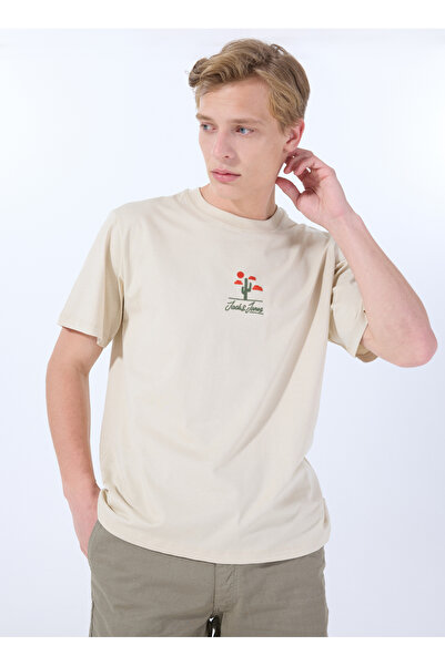 Jack & Jones Bisiklet Yaka Gri Erkek T-Shirt 12288513_JORCACTUS TEE SS CREW NECK