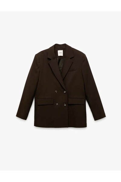Koton Cepli Kruvaze Oversize Kahverengi Kadın Blazer Ceket 6WAK50018PW