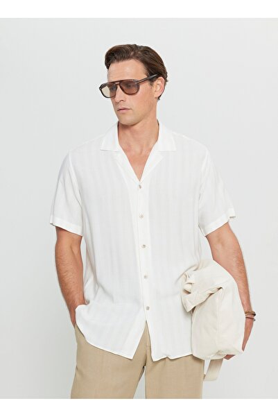 ALTINYILDIZ CLASSICS Ανδρικό πουκάμισο Altınyıldız Classics Comfort Fit με γιακά μπεζ ACE020252215_BEJ