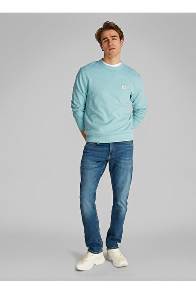 Calvin Klein Jeans Açık Mint Erkek Sweatshırt J30J327115MR5 WOVEN LABEL CREW ...