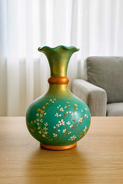 Sarisa Vază decorativă din ceramică cu model de flori pictate manual 20 cm (1...