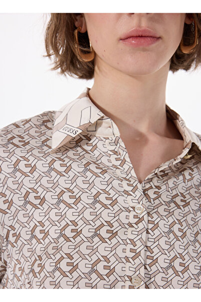 Guess Slim Fit Düz Çok Renkli Kadın Gömlek LS ALEXANDRA SHIRT - RECY POLY UMA