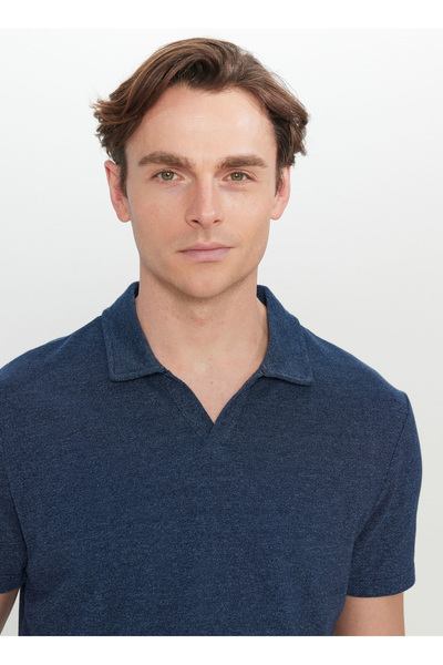 ALTINYILDIZ CLASSICS Ανδρικό μπλουζάκι Sixstars Classics Polo με λαιμόκοψη μονόχρωμο μπλε ναυτικό ACE091252099_LAC