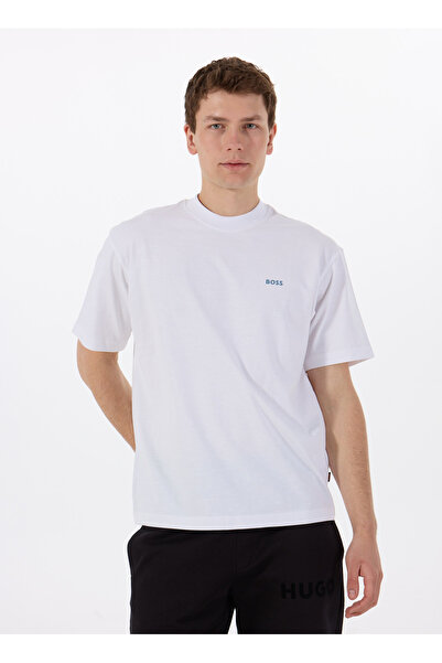BOSS Bisiklet Yaka Beyaz Erkek T-Shirt Te_numbers