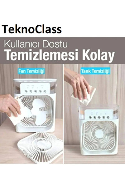 Genel Markalar Taşınabilir Ev Ofis Hava Vantilatörü Nemlendirici Fan Ve Buhar Makinesi Rgb Işıklı