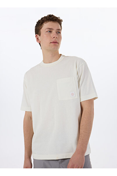 BOSS Bisiklet Yaka Ekru Erkek T-Shirt Te_cotton