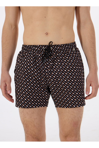 BOSS Deniz Şortu Monogram Baskılı Tamamı Astarlı Hızlı Kuruyan Mayo Short Erkek MAYO SHORT 50515720