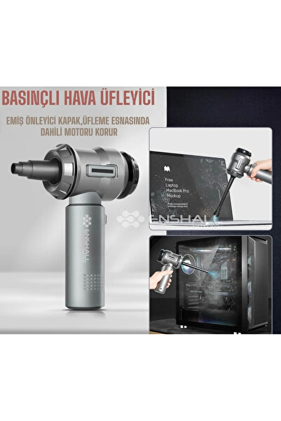 Enshall Technology Yeni Kablosuz Şarjlı 3 Kademeli 2ın1 Profesyonel Ultra Çekim Güçlü Mini Araç Süpürgesi
