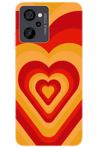 CASPER Via M40 / Via M45 Uyumlu Kılıf Desen Baskılı Silikon Sarı Kırmızı Kalpler STK:1009 CP-j10Pj1K