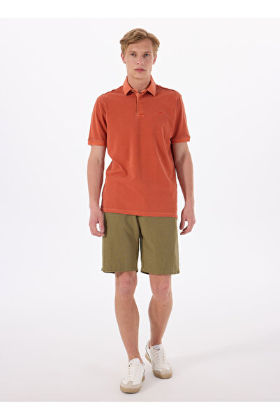 Mustang Haki Erkek Standart Nakışlı Bermuda Şort M5SM-SRT1678