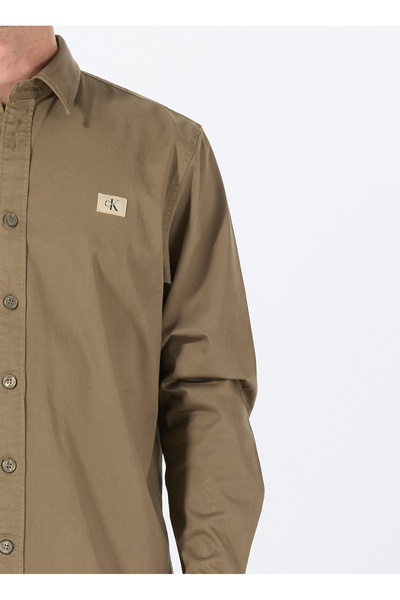 Calvin Klein Jeans Taş Erkek Gömlek J30J327585PFQ WOVEN LABEL COTTON T