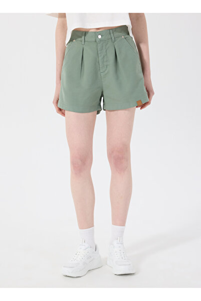 Discovery Expedition D5SL-SHT3601 Haki Normal Bel Relaxed Düz Kadın Şort