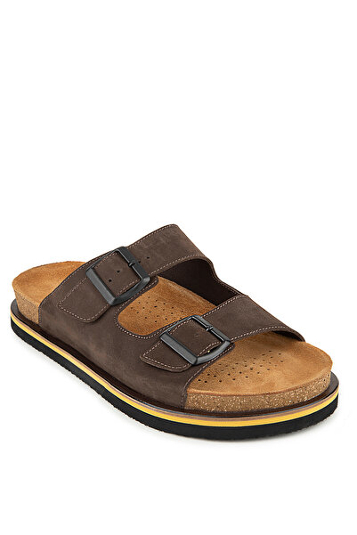 Hush Puppies Καφέ Ανδρικές Δερμάτινες Παντόφλες Brasa